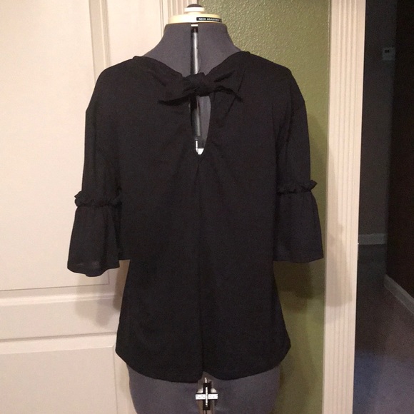 Black Top with Ruffle Sleeves - Picture 4 of 5